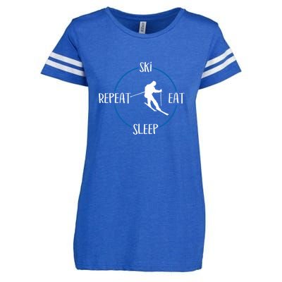 Ski Eat Sleep Repeat And Downhill Skiers Gift For Skiers Enza Ladies Jersey Football T-Shirt