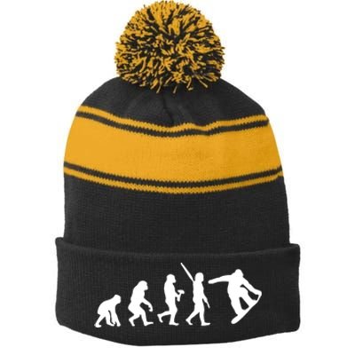 Snowboard Evolution Stripe Pom Pom Beanie