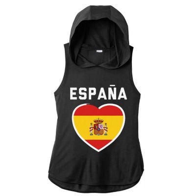 Spain & Espana Soccer & Football Flag Jersey Ladies PosiCharge Tri-Blend Wicking Draft Hoodie Tank