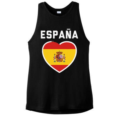 Spain & Espana Soccer & Football Flag Jersey Ladies PosiCharge Tri-Blend Wicking Tank