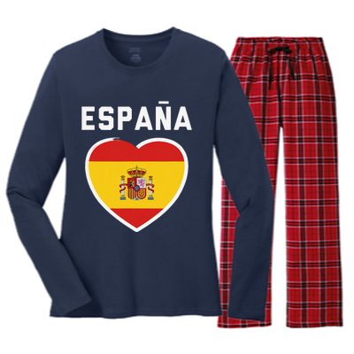 Spain & Espana Soccer & Football Flag Jersey Women's Long Sleeve Flannel Pajama Set 