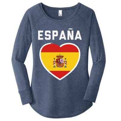 Spain & Espana Soccer & Football Flag Jersey Women's Perfect Tri Tunic Long Sleeve Shirt