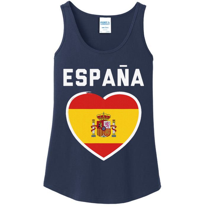 Spain & Espana Soccer & Football Flag Jersey Ladies Essential Tank