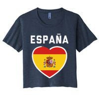 Spain & Espana Soccer & Football Flag Jersey Women's Crop Top Tee