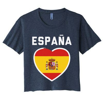 Spain & Espana Soccer & Football Flag Jersey Women's Crop Top Tee