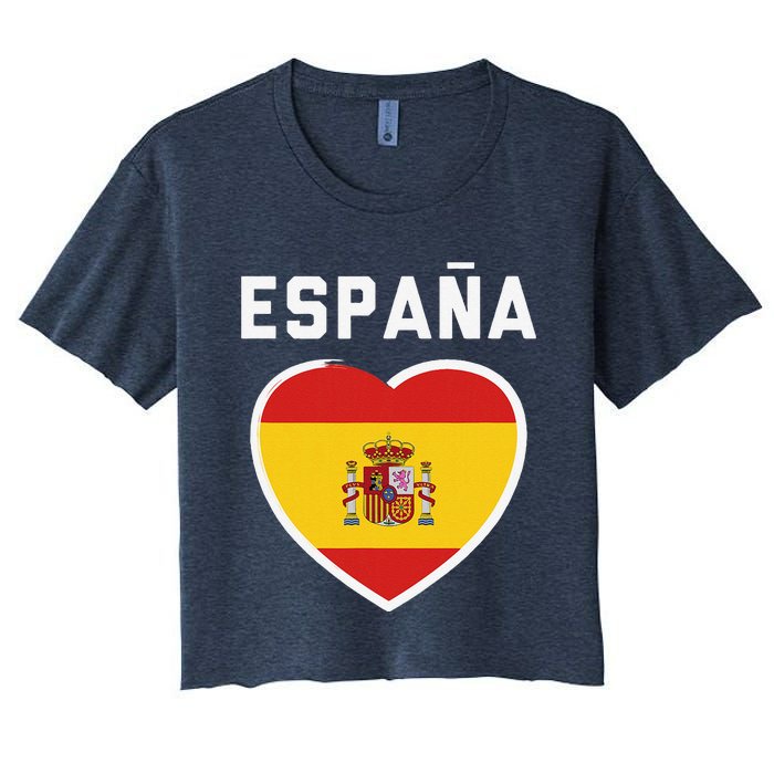 Spain & Espana Soccer & Football Flag Jersey Women's Crop Top Tee