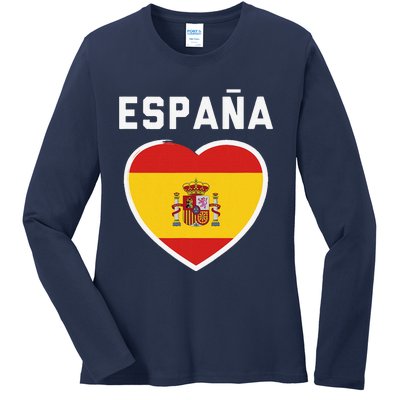 Spain & Espana Soccer & Football Flag Jersey Ladies Long Sleeve Shirt