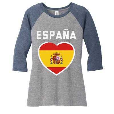 Spain & Espana Soccer & Football Flag Jersey Women's Tri-Blend 3/4-Sleeve Raglan Shirt