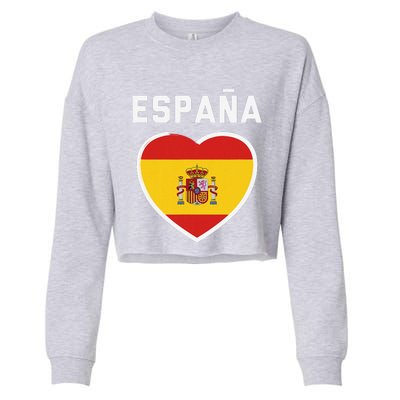 Spain & Espana Soccer & Football Flag Jersey Cropped Pullover Crew