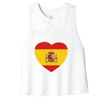 Spain & Espana Soccer & Football Flag Jersey Women's Racerback Cropped Tank