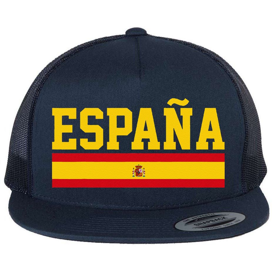 Spain Espana Spanish Flag Pride Sports Fan Soccer Gift Flat Bill Trucker Hat