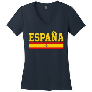 Spain Espana Spanish Flag Pride Sports Fan Soccer Gift Women's V-Neck T-Shirt