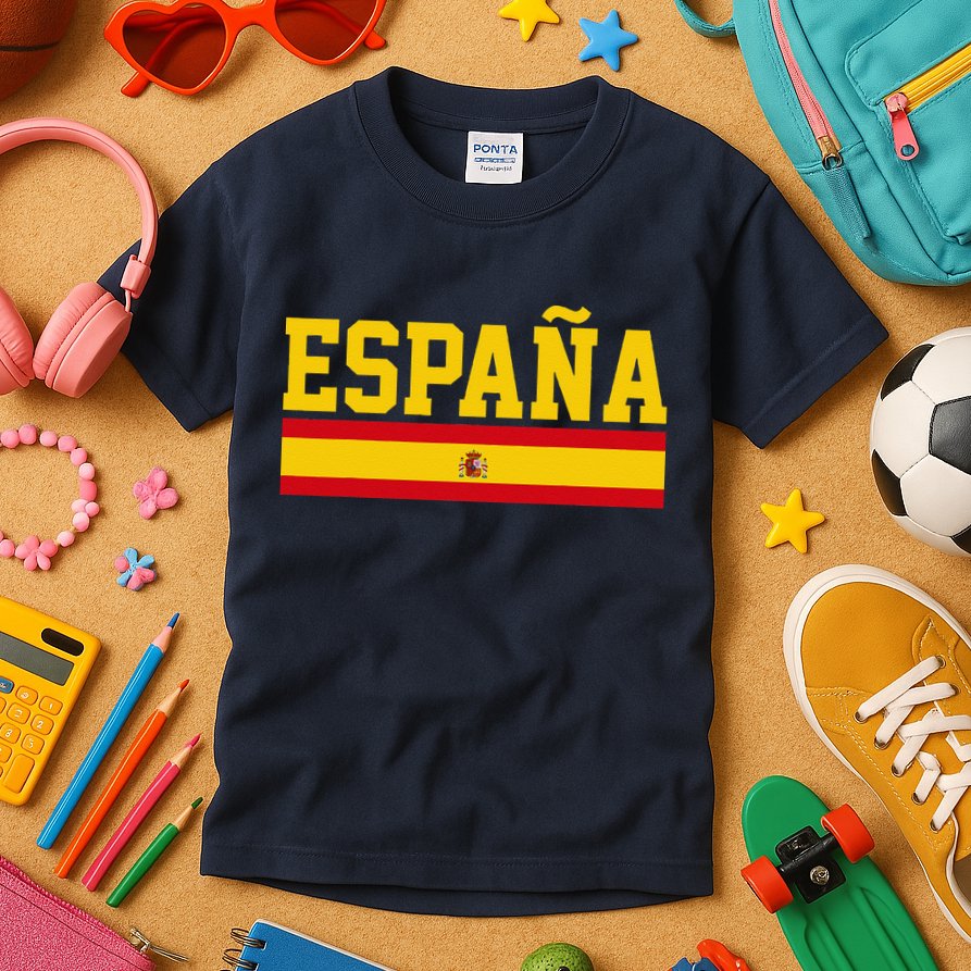 Spain Espana Spanish Flag Pride Sports Fan Soccer Gift Kids T-Shirt