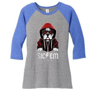 Sic Em Sic Em Go Bulldogs Bulldogs Sport Game Day Women's Tri-Blend 3/4-Sleeve Raglan Shirt