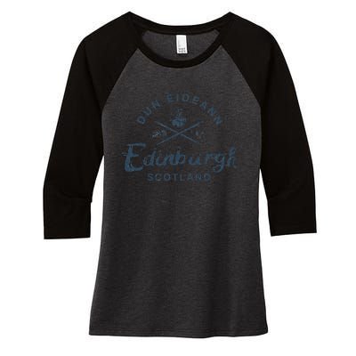 Scotland Edinburgh Scottish Vintage Women's Tri-Blend 3/4-Sleeve Raglan Shirt