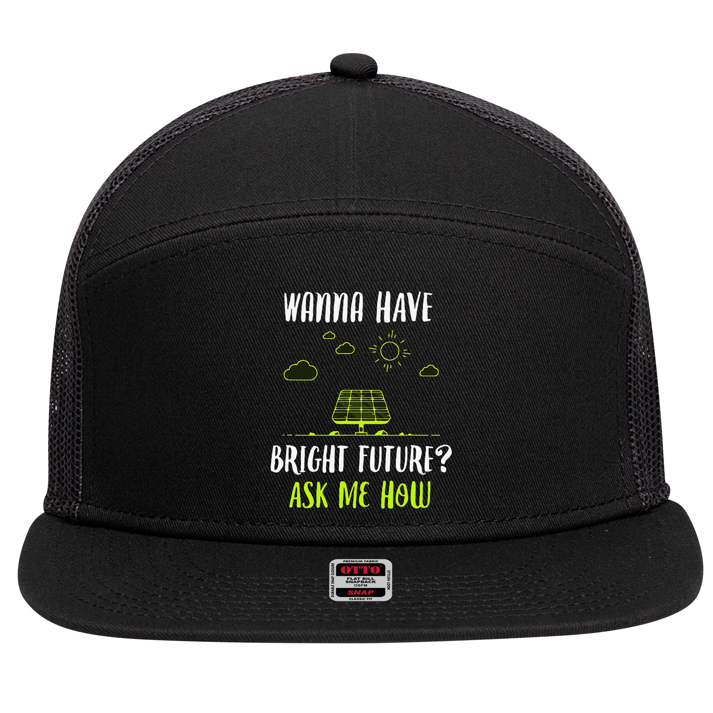 Solar Energy Solar Panels Bright Future Funny Solar Power 7 Panel Mesh Trucker Snapback Hat