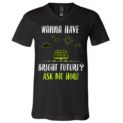 Solar Energy Solar Panels Bright Future Funny Solar Power V-Neck T-Shirt