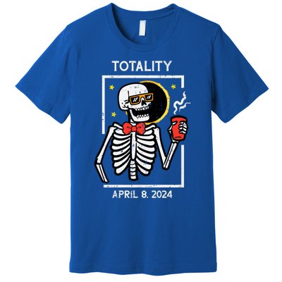 Solar Eclipse Skeleton Coffee Totality April 8 Premium T-Shirt