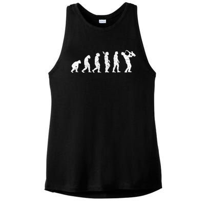 Saxophonist Evolution Saxophone Player Jazz Music Gift Ladies PosiCharge Tri-Blend Wicking Tank