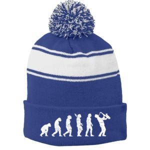 Saxophonist Evolution Saxophone Player Jazz Music Gift Stripe Pom Pom Beanie