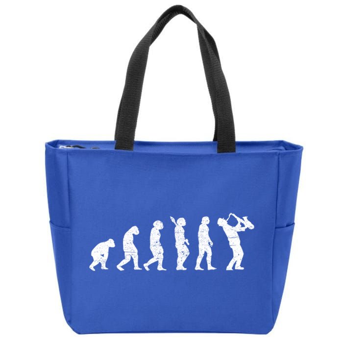 Saxophonist Evolution Saxophone Player Jazz Music Gift Zip Tote Bag