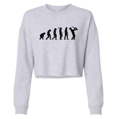 Saxophonist Evolution Saxophone Player Jazz Music Gift Cropped Pullover Crew