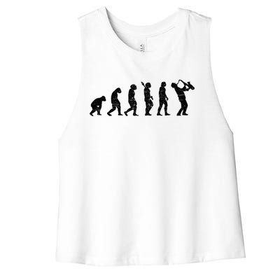 Saxophonist Evolution Saxophone Player Jazz Music Gift Women's Racerback Cropped Tank