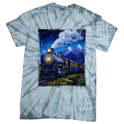 Steam Engine Steam Train Vintage Van Gogh Locomotive Tie-Dye T-Shirt