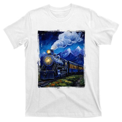 Steam Engine Steam Train Vintage Van Gogh Locomotive T-Shirt