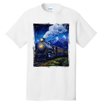 Steam Engine Steam Train Vintage Van Gogh Locomotive Tall T-Shirt