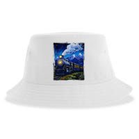 Steam Engine Steam Train Vintage Van Gogh Locomotive Sustainable Bucket Hat