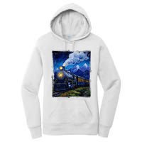 Steam Engine Steam Train Vintage Van Gogh Locomotive Women's Pullover Hoodie