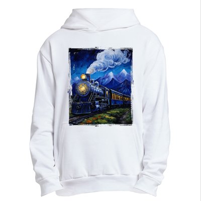 Steam Engine Steam Train Vintage Van Gogh Locomotive Urban Pullover Hoodie