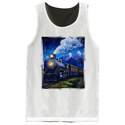 Steam Engine Steam Train Vintage Van Gogh Locomotive Mesh Reversible Basketball Jersey Tank