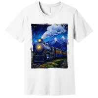 Steam Engine Steam Train Vintage Van Gogh Locomotive Premium T-Shirt