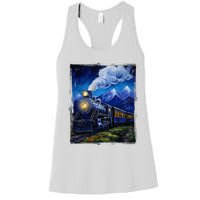 Steam Engine Steam Train Vintage Van Gogh Locomotive Women's Racerback Tank