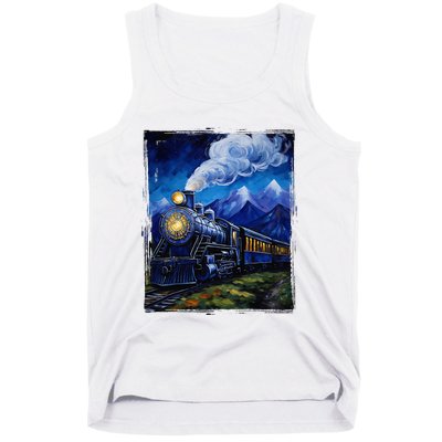 Steam Engine Steam Train Vintage Van Gogh Locomotive Tank Top