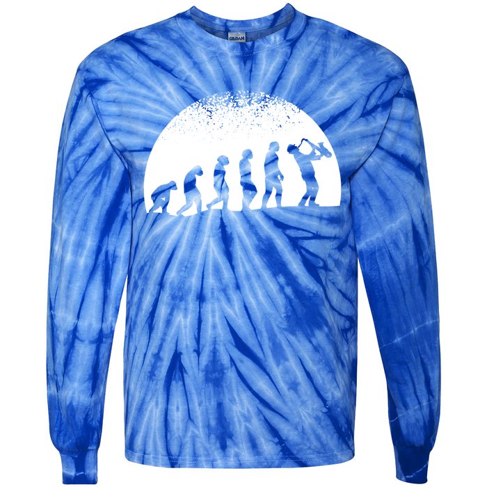 Saxophonist Evolution Saxophone Player Jazz Music Funny Gift Tie-Dye Long Sleeve Shirt