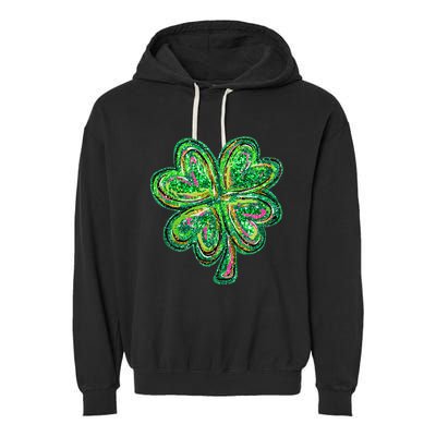 Shamrock Effect St Patricks Day Four Leaf Clover Garment-Dyed Fleece Hoodie