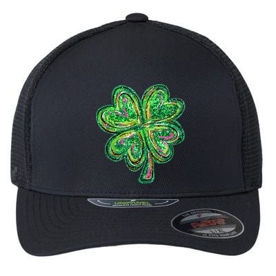Shamrock Effect St Patricks Day Four Leaf Clover Flexfit Unipanel Trucker Cap