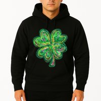 Shamrock Effect St Patricks Day Four Leaf Clover Hoodie
