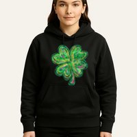 Shamrock Effect St Patricks Day Four Leaf Clover Hoodie