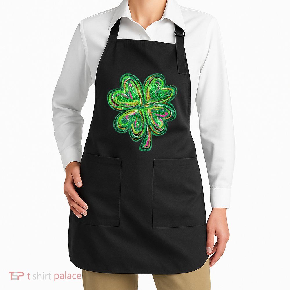 Shamrock Effect St Patricks Day Four Leaf Clover Apron