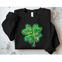Shamrock Effect St Patricks Day Four Leaf Clover Sweatshirt