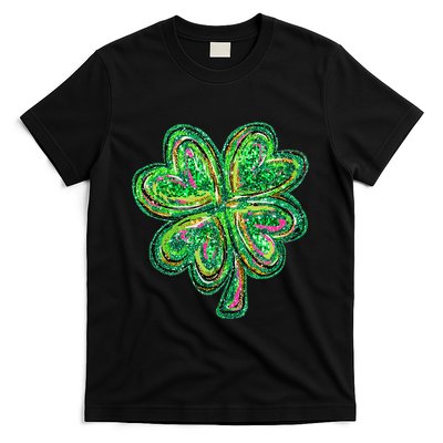 Shamrock Effect St Patricks Day Four Leaf Clover T-Shirt