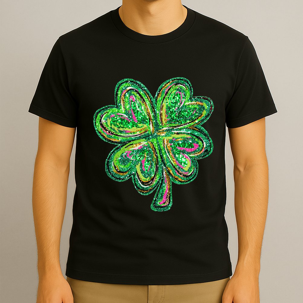 Shamrock Effect St Patricks Day Four Leaf Clover T-Shirt