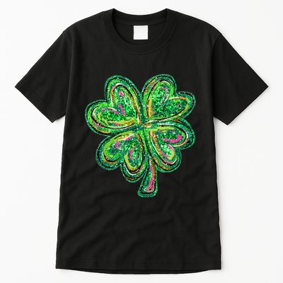 Shamrock Effect St Patricks Day Four Leaf Clover Tall T-Shirt