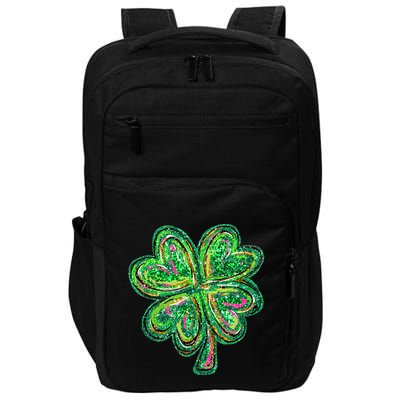 Shamrock Effect St Patricks Day Four Leaf Clover Impact Tech Backpack
