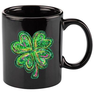 Shamrock Effect St Patricks Day Four Leaf Clover 11oz C Handle Ceramic Mug