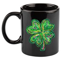 Shamrock Effect St Patricks Day Four Leaf Clover 11oz C Handle Ceramic Mug